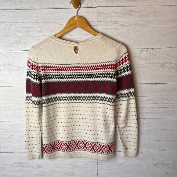 Talbots Sweater Womens Size MP Criss Cross Fair Isle Long Sleeve Cashmere Blend - Picture 9 of 15